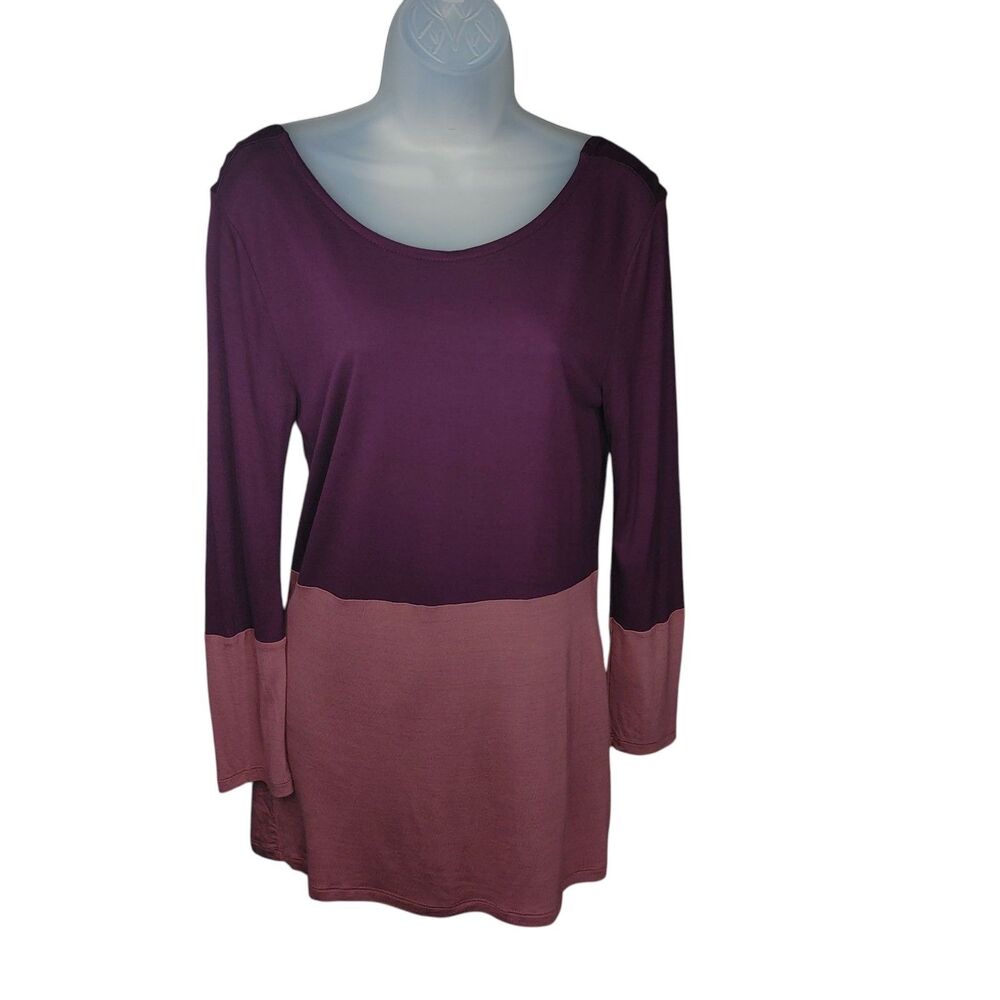 BCBG Paris Tunic Top Size M Merlot Colorblock Long Sleeve Low Back Drape NWT